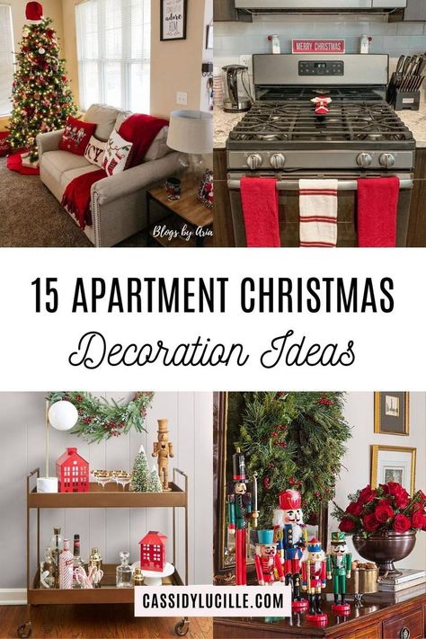 Make your home the coziest with our handpicked selection of 15 apartment Christmas decoration ideas. Explore apartment christmas decor inspiration that transforms your space into a winter wonderland. Get ready for a festive and heartwarming holiday season with these apartment christmas decorations now! Apartment Christmas Decorations, Apartment Christmas Decor, Cozy Christmas Living Room, Holiday Scented Candles, Christmas Decorations Apartment, Apartment Christmas, Faux Christmas, Classic Christmas Decorations, Christmas Apartment