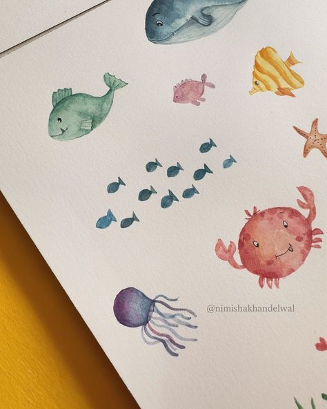 Life under the sea🐟🐠 . . Paper: @archespapers hot pressed watercolor sheets Brushes: @princetonbrush Paints: @danielsmithartistsmaterials . . . #watercolorillustration#watercolorart#watercolorpainting#watercolorunderthesea#underthesea#underwaterlife#fishpainting#illustrations#nimishakhandelwal Under The Sea Watercolor, Life Under The Sea, Watercolor Fish, New Hobbies, Sea Life, Watercolor Illustration, Under The Sea, The Sea, Hobbies