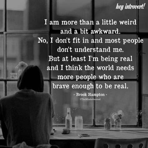 I Am More Than A Little Weird Don't Fit In Quotes, Introvert Quotes, The Minds Journal, People Dont Understand, Minds Journal, Crazy Quotes, Introverted, Intj, Personality Types