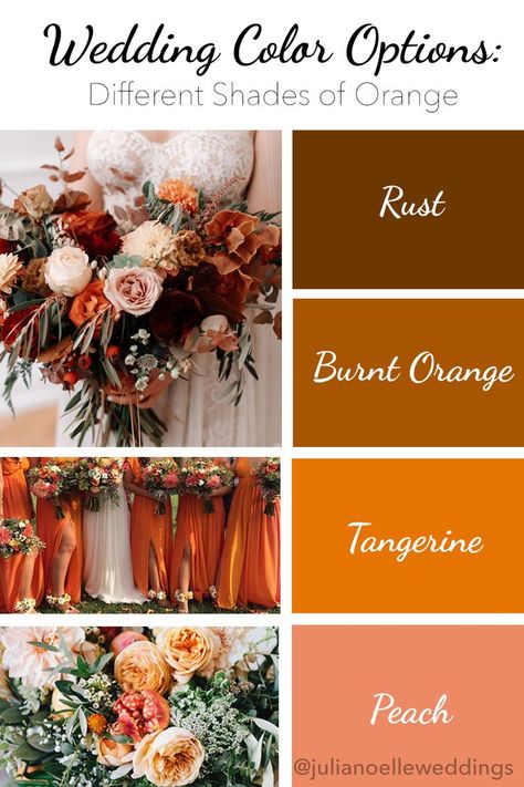 Wedding Inspiration Unique, Orange Colour Scheme Wedding, Wedding Themes November, Wedding Fall Colors October, Fall Orange Wedding Colors, Emerald And Moss Green Wedding, Terracota Spring Wedding, Wedding Color Orange, Wedding Themes Orange