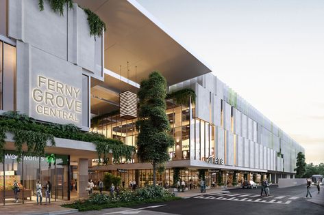 Architectural Facade Design, Mall Facade Design, Shops Architecture, Mall Facade, Shopping Mall Design, Shopping Mall Architecture, Retail Facade, Commercial Design Exterior, Retail Architecture