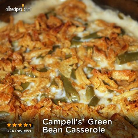 Can’t have #Thanksgiving without Campbell's®️️ Green Bean Casserole! Repin this traditional Turkey-Day side. http://allrecipes.com/recipe/Campbells-Green-Bean-Casserole/Detail.aspx?lnkid=7171 Campbells Green Bean Casserole Recipe, Green Bean Casserole Campbells, Traditional Turkey, Classic Green Bean Casserole, Green Bean Casserole Recipe, Green Bean Casserole Easy, Easy Green Beans, Thanksgiving Potluck, Greenbean Casserole Recipe