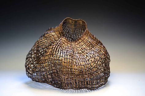 Weaving Nature: The Remarkable Artistry of Matt Tommey Matt Tommey, Contemporary Baskets, Basket Art, Modern Rustic Decor, Weaving Tutorial, Japanese Bamboo, Organic Form, Open Weave, Metal Sculpture