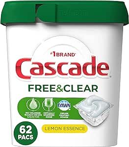 Cascade Free & Clear ActionPacs, Dishwasher Detergent, Lemon Essence, 62 Count Best Dishwasher Detergent, Detergent Brands, Dawn Dishwashing Liquid, Dishwasher Pods, Best Dishwasher, Powder Detergent, Best Cleaner, Washing Soda, Start Cleaning