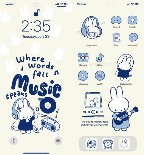 Miffy Homescreen, Cute Phone Themes, Home Screen Customization, Iphone Themes, Light Aesthetic, Ipad Ios, Iphone Homescreen, Phone Inspo, Summer Icon