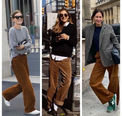 Corduroy Pants Outfit, Aerin Lauder, Ny Outfits, Stylish Work Attire, What To Wear Today, Fall Winter Wardrobe, Brown Pants, Winter Outfits For Work, 가을 패션