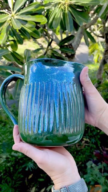 Autumn McKerchie on Instagram: "Obsessed is an understatement 🤩 Amaco’s June Bug glaze can be finicky to use to say the least, but when it does it’s thing - ✨ Wow! ✨ The iridescence and crystal formations on this vessel are incredible. Pictures don’t even do it justice! When I’ve used this glaze in the past, it seems to off-gas a lot in the kiln and can sometimes even negatively effect the glaze on the surrounding pieces. So based off my varied results with using this glaze, I decided to leave 2-3 inches of open space around this piece in the kiln and it did the trick!! Some extra tips - do 3 HEAVY coats. This glaze is stable so it will not run. Do not place these pieces near peepholes in the kiln, the ventilation will cause the glaze on that side of the piece to be flat. I fired this June Bug Glaze Combinations, June Bug Glaze, June Bug, Scrap Fabric Crafts, Crystal Formations, Fabric Scraps, Bugs, Fabric Crafts, Glaze