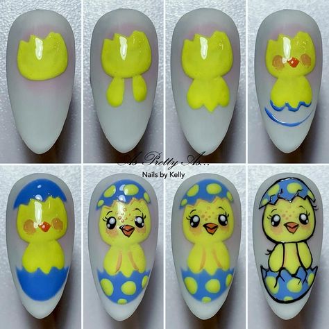 Cute lil’ chick 🐣 How sweet is this little chick? It’s just tooo cute. These are my favourite step by steps to do. Although I’d not want … | Instagram Chick Nail Art, Easter Nail, Easter Nail Art, Easter Nails, Stylish Nails, My Favourite, Easter, Nail Art, Nails