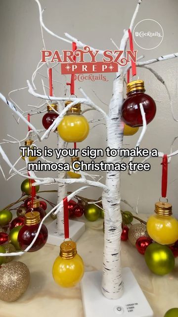 Cocktails (21+ to follow) on Instagram: "Who needs ornaments when you can have a Mimosa Christmas tree? 🥂🍊 Cheers your way to a bubbly holiday season 🎄 Make this for your next holiday party✨ #holidaycocktails #cocktails #christmas #christmascocktails #mimosa #hosting #hostingtips #hostingideas" Mimosa Bar Christmas, Christmas Ornament Drink, Christmas Mimosa Bar, Mimosa Christmas, Cocktails Christmas, Christmas Drinks Recipes, Mimosa Tree, Holiday Hosting, Christmas Mimosa