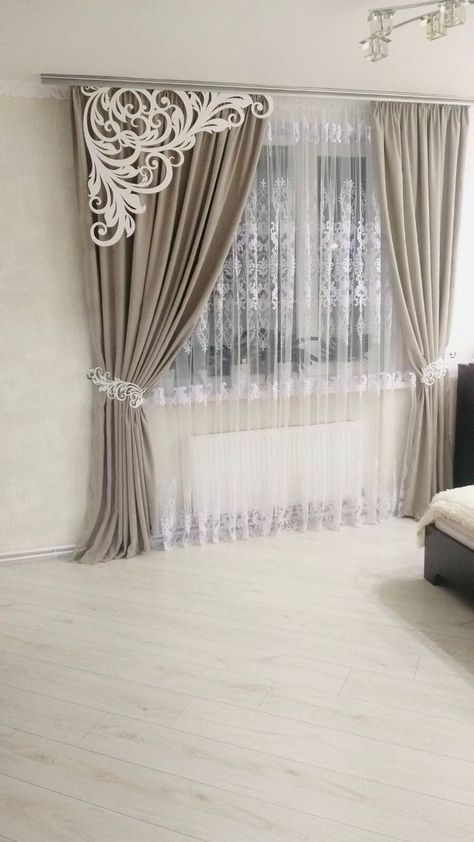 Curtains designing ideas Luxury Curtains Living Room, Latest Curtain Designs, Curtain Designs For Bedroom, Window Curtain Designs, Curtains Living Room Modern, Unique Curtains, Curtain Styles, Plain Curtains, تصميم داخلي فاخر