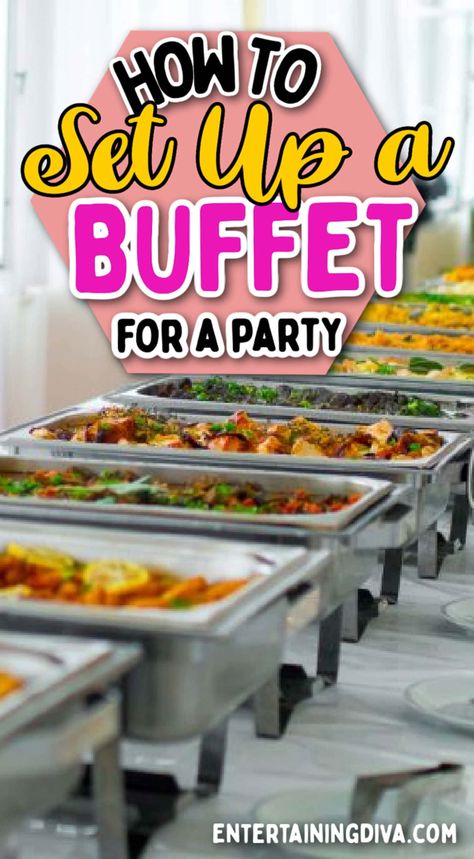 Dinner Party Buffet, Buffet Table Settings, Banquet Food, Party Buffet Table, Buffet Set Up, Catering Table, Food Set Up, Buffet Table Decor, Catering Buffet