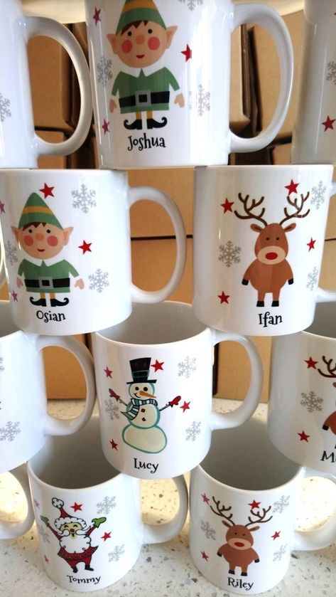 Elf For Christmas, Diy Christmas Mugs, Mug Noel, Sublimation Gifts, Personalized Christmas Mugs, Christmas Cup, Printed Coasters, Christmas Eve Box, Easy Christmas Diy