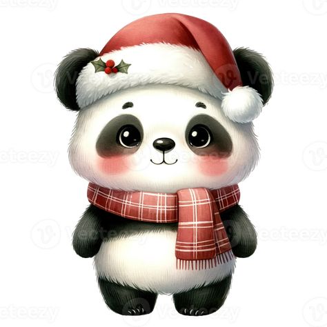 Panda Pfp, Panda Christmas, Winter Drawings, Christmas Pfp, Donkey Kong Country, Watercolor Cute, Panda Bears, Hat And Scarf, Noel Christmas