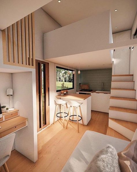 Loft House Plans, Tiny Loft, Loft House Design, Tiny House Interior Design, Tiny House Loft, Tiny House Inspiration, Casa Vintage, Modern Tiny House, Loft House