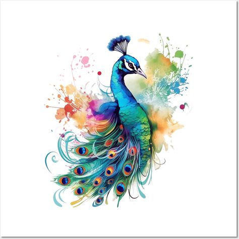 "Ethereal Elegance" showcases a vibrant peacock artwork in watercolor style, capturing its beauty with soft lighting and intricate contours. -- Choose from our vast selection of art prints and posters to match with your desired size to make the perfect print or poster. Pick your favorite: Movies, TV Shows, Art, and so much more! Available in mini, small, medium, large, and extra-large depending on the design. For men, women, and children. Perfect for decoration. Peacock Portrait, Peacock Watercolor, Peacock Artwork, Watercolor Peacock, Ethereal Elegance, Watercolor Paintings Nature, Photo Album Layout, Book Folding Patterns, Temporary Tattoo Designs