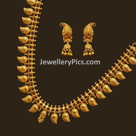 Gold Mango Haram, Mango Haram, Mango Mala, Latest Jewellery Designs, Antique Gold Necklace, Gold Jewels Design, Mala Jewelry, Peacock Pendant, Antique Jewellery Designs