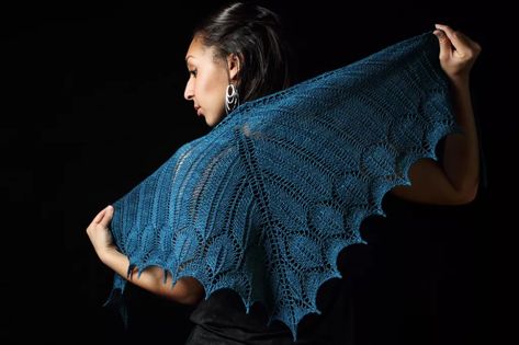 13 Top Lace Knitting Patterns Dragon Wing Shawl, Batwing Shawl, Gothic Shawl, Knit Pattern Free, Wing Shawl, Dragon Wing, Lace Shawl Pattern, Lace Knitting Stitches, Knitted Shawl