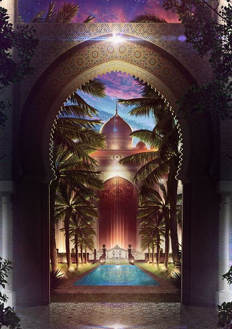 ArtStation - Arabic Castle, Rachid Lotf Arabic Castle, Arabian Palace, Arabian Nights Aesthetic, Desert Aesthetic, Mosque Art, Tshirt Photography, Arabian Night, Fantasy Rooms, Castle Aesthetic