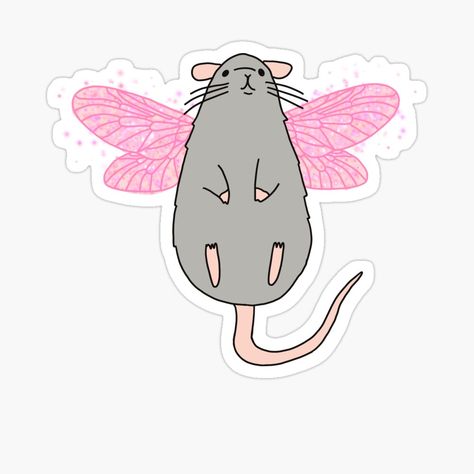 Get my art printed on awesome products. Support me at Redbubble #RBandME: https://www.redbubble.com/i/sticker/Fairy-rat-by-maddycd610/102304849.EJUG5?asc=u Cute Rat Sticker, Rat Sticker, Rat Art, Fairy Stickers, Work Stickers, Printable Valentines Cards, Anime Boy Sketch, Hydroflask Stickers, Pinturas Disney