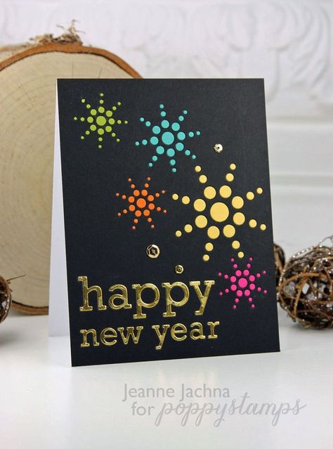 Happy New Year!   by Jeanne Jachna by the Poppystamps Design Team Happy New Year Cards Handmade, Food Conversation, New Year Cards Handmade, New Year Card Design, Card Design Handmade, New Year Cards, Memory Box Dies, Happy New Year Cards, New Year Greeting Cards