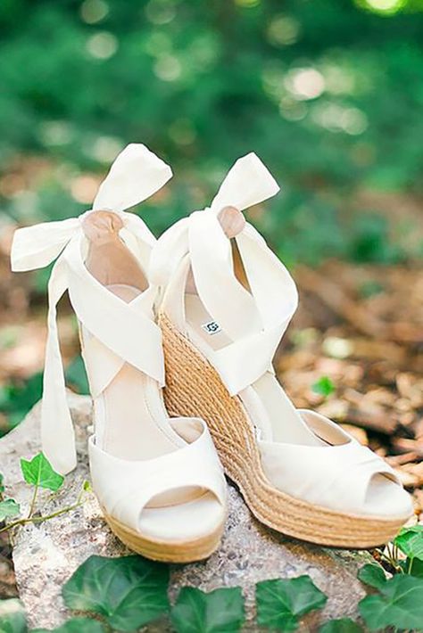 27 Wedge Wedding Shoes To Walk On Cloud ❤ See more: http://www.weddingforward.com/wedge-wedding-shoes/ #wedding Spring Wedding Shoes, Bridal Wedges, Summer Wedding Shoes, Wedding Wedges, Wedge Wedding Shoes, Ivory Wedding Shoes, Wedding Boots, White Wedges, Shoes Photo