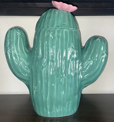 Treasur Craft Saguaro Cactus Western Flower COOKIE JAR Made USA | eBay Flower Cookie, Cactus Western, Cactus Decor, Saguaro Cactus, Flower Cookies, Paint Chips, Clay Pots, Cookie Jars, Cookie Jar