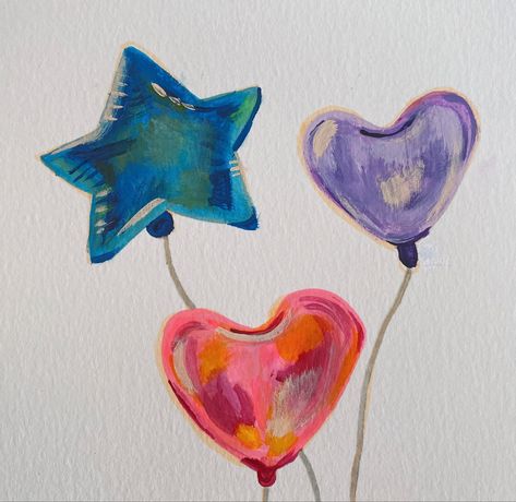 Paintings Of Balloons, Metallic Heart Balloons, Watercolor Balloons Birthday, Balloon Bouquet Drawing, Drawing Of Balloons, Metallic Balloon Drawing, Popped Balloon Drawing, Balloon Reference Drawing, Balloon Heart Drawing