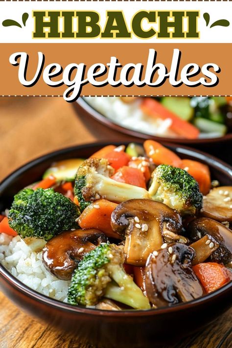 These hibachi vegetables are just like the ones you get at a Japanese steakhouse! Ready in just 20 minutes, they're so quick and easy. Veggie Hibachi Recipes, Hibachi Broccoli Recipe, Hibachi Stir Fry Recipes, Japanese Steamed Vegetables, Hibachi Style Vegetables, Asian Style Vegetables, Hibachi Cabbage, Vegetable Hibachi Recipe, Hibachi Veggies Recipes