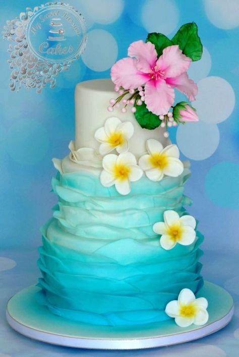 Hawaii Cake, Ocean Cake, Tropical Wedding Cake, Festa Moana Baby, Hawaiian Cake, Moana Cake, Luau Birthday Party, Hawaiian Birthday Party, Moana Birthday Party