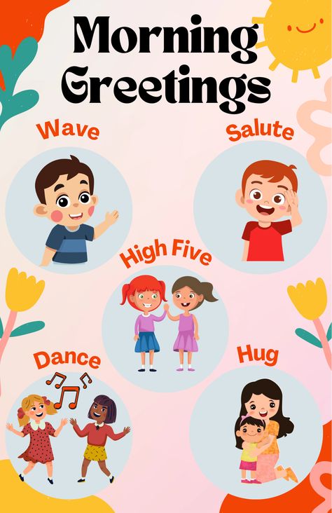 Morning Classroom Greetings, Kindergarten Greetings, English Lessons For Kids Preschool, Morning Greetings For Classroom, Preschool Classroom Rules, Lofi Songs, Creative Ideas To Make, Teach English To Kids, Classroom Welcome