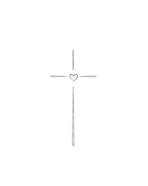 Faith Line Art, Mini Tattoos Christian, Aesthetic Fine Line Tattoos, Fine Line Cross Tattoos For Women, Simple Cross Tattoos For Women, Cross And Heart Tattoo, Fine Line Christian Tattoos, Mini Cross Tattoo, Unique Cross Tattoos For Women