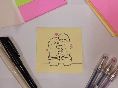 Cute Drawings On Sticky Notes, Sticky Note Doodles Easy, Sticky Notes Drawings Doodles, Sticky Note Drawings Cute, Sticky Note Drawings, Note Drawing, Sticky Notes Collection, Doodles Easy, Note Doodles