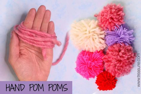 DIY Pom Poms - Fastest, Easiest Method | TREASURIE Make Pom Poms, Knitted Flower Pattern, Diy Pom Poms, Knitted Doll Patterns, How To Make A Pom Pom, Yarn Pom Pom, Baby Cardigan Knitting Pattern, Hand Crochet Baby Blanket, Knitted Flowers