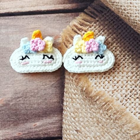 Handmade Unicorn Hair Clip, Girls Hair Clip Crocheted Unicorn, Cute Hairpins, Unicorn Hair Clip, Accessories Matching, Matching Bridesmaids, Crochet Hair Clips, Pretty Crochet, Hair Bridesmaid, Unicorn Hair