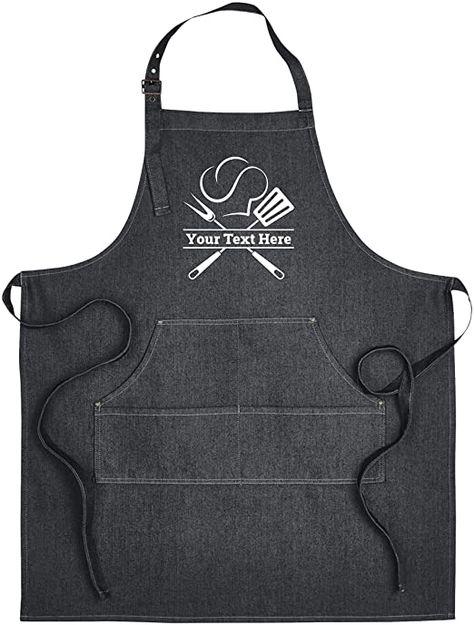 Jean Apron, Branded Aprons, Personalized Apron, Cooking Gifts, Apron Design, Apron For Men, Shop Apron, Black Apron, Denim Apron