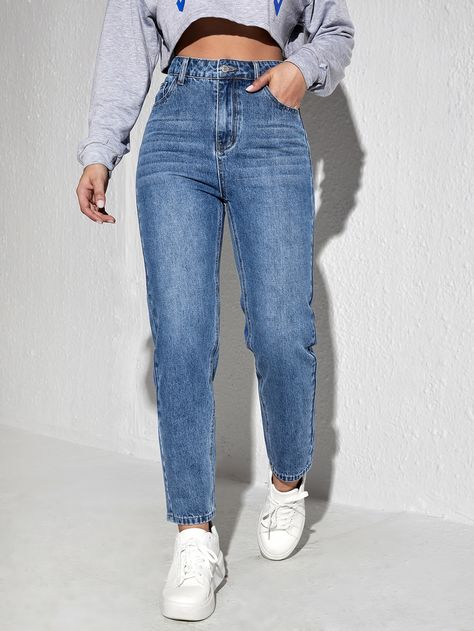 High Waist Cropped Mom Jeans High Waist Jeans For Women, Mom Fit Jeans Outfits, Mummy Jeans, Women Mom Jeans, Cotton Dress Pattern Indian, Mommy Jeans, Cropped Mom Jeans, Pant Jeans, High Wasted Jeans