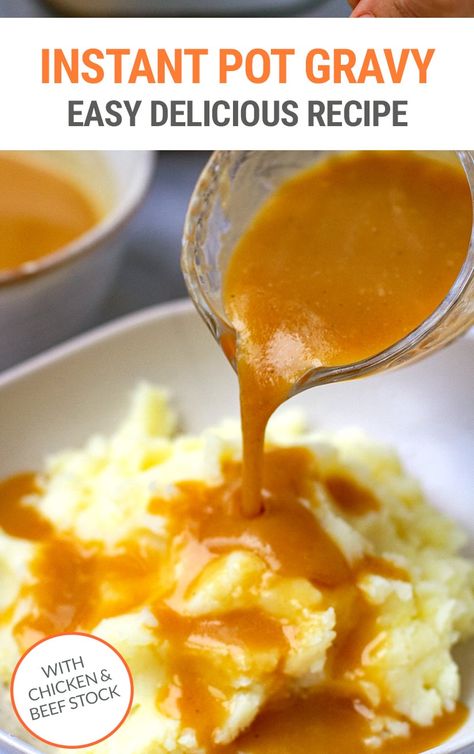 This is hands down the tastiest Instant Pot gravy you'll ever make AND it's super fast and easy. You don't need any leftover drippings or roast meat either, so it can be done quickly for a weeknight meal of sausages and mash or to pour over steak or chicken. Great for that last-minute addition to your Thanksgiving or Christmas menu, too! What's the secret to the best Instant Pot gravy? Using chicken and beef stock, plus a couple of other tricks you'll pick up in our recipe. Quick Thanksgiving Recipes, Gravy For Thanksgiving, Make Ahead Turkey, Make Ahead Turkey Gravy, Thanksgiving Bread, Turkey Gravy Recipe, The Food Charlatan, Best Thanksgiving Recipes, Easy Thanksgiving Recipes