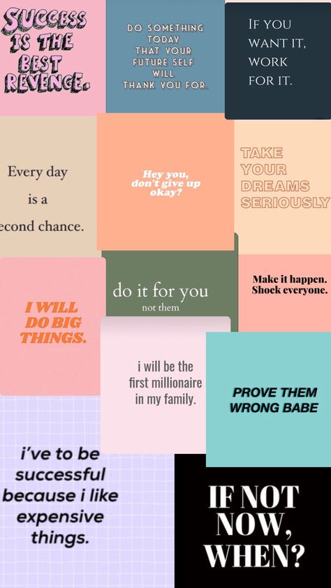 Aesthetic Pictures For Wall Collage Motivation, Aesthetic Quotes For Study, Aesthetic Wallpapers For Students, Quote Collage On Wall, Class 10 Quotes, Do It For You Not Them, Motivational Collage Wallpaper, Qoutes About Study Motivation, Affirmative Wallpaper