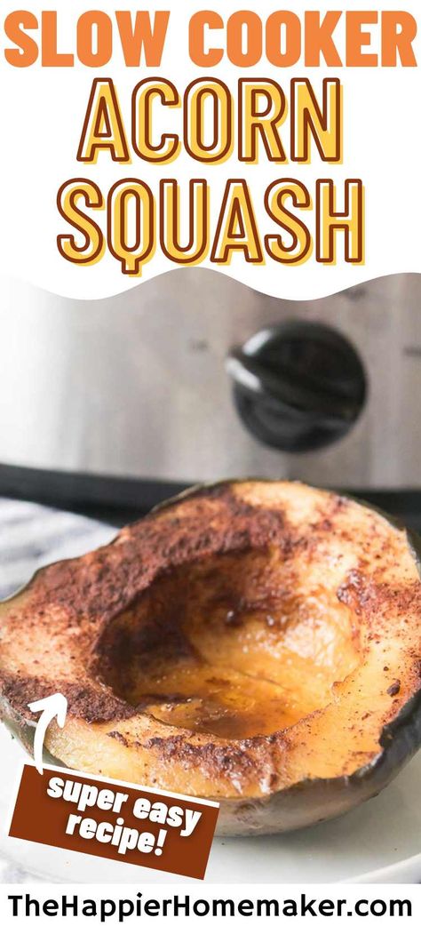 Crock Pot Acorn Squash is an easy way to prepare this tasty veggie. Make this easy side dish with just 5 minutes of prep time, perfect for busy weeknights! Crock Pot Acorn Squash, Acorn Squash Crockpot, Acorn Squash In Crockpot, Crockpot Acorn Squash, Slow Cooker Acorn Squash, Instant Pot Acorn Squash, Slow Cooker Sweet Potatoes, Acorn Squash Recipes, Easy Side Dish