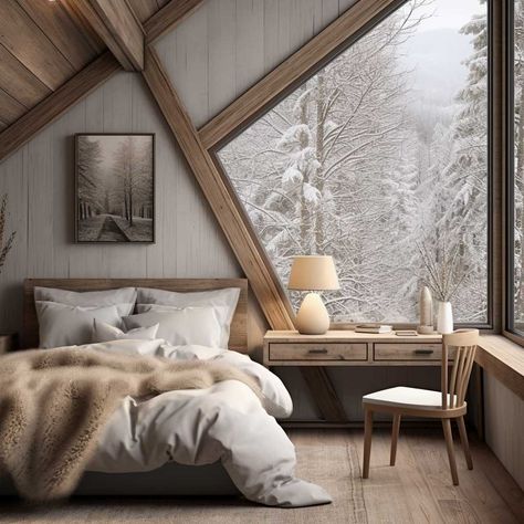 How Rustic Meets Minimalism in Scandinavian Bedroom Designs • 333+ Images • [ArtFacade] Mountain Cottage Bedroom, Cozy Scandinavian Interior Design, Rustic Scandinavian Bedroom, Scandinavian Bedroom Nordic, Modern Mountain Bedroom, Scandinavian Lodge, Modern Scandinavian House Plans, Rustic Scandinavian Living Room, Alpine Interior