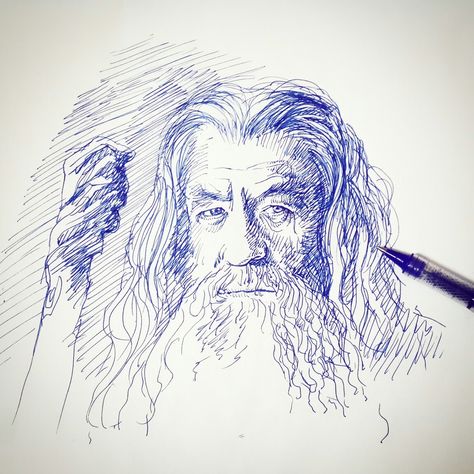 Gandalf Sketch, Lord Of The Rings Drawing Sketches, Gandalf Drawing, Gandalf Tattoo, Gandalf The Grey, Funny Caricatures, Draw Sketch, Pretty Drawings, Draw Art