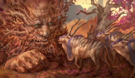 ArtStation - Meeting the Giant, Hazem Ameen Hazem Ameen, Eldritch Horror, Midnight Sun, Gentle Giant, Dnd Characters, Need Love, Mythical Creatures, Dungeons And Dragons, Brave