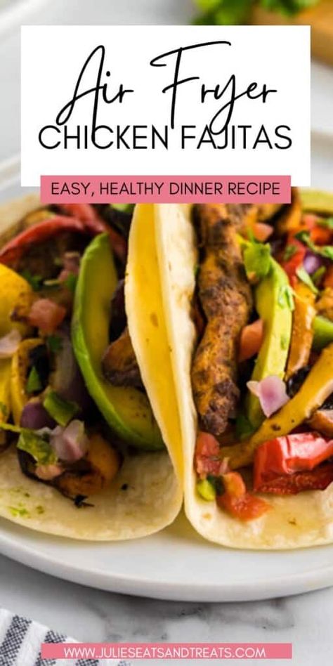 Air Fryer Chicken Fajitas, Air Fries, Seasoned Chicken Breast, Easy Chicken Fajitas, Homemade Fajita Seasoning, Chicken Recipes Boneless, Healthy Dinner Recipe, Seasoned Chicken, Air Fryer Oven Recipes