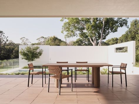 New Modern by MCM House - Product Feature - The Local Project - The Local Project Exterior Dining, Age Naturally, Mcm House, Organic Aesthetic, Outdoor Dining Spaces, Australian Architecture, Dining Table Black, Outdoor Dining Furniture, Dining Sets