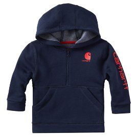 Carhartt Boys' Navy Blue Heather Half Zip Sweatshirt - front Carhartt Kids, Farm Kids, Navy Logo, Kid Boy, Half Zip Hoodie, Kid Clothes, Boy Clothing, Half Zip Sweatshirt, Toddler Hoodie