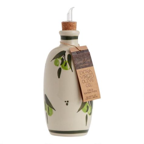 Beneoliva Extra Virgin Olive Oil in Painted Ceramic Bottle - v1 Meat Bread, Olive Oil Dispenser, Xmas List, Olive Oil Bottles, Ceramic Bottle, Green Olives, Ceramics Pottery Art, Cork Stoppers, Mountain Paintings