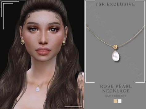 The Sims Resource - Rose Pearl Necklace Ts4 Accessories, 4 Piercings, Cc Accessories, Sims 4 Piercings, Sims 4 Tsr, Sea Necklace, Korean Accessories, Engagement Earrings, Sims 4 Cas