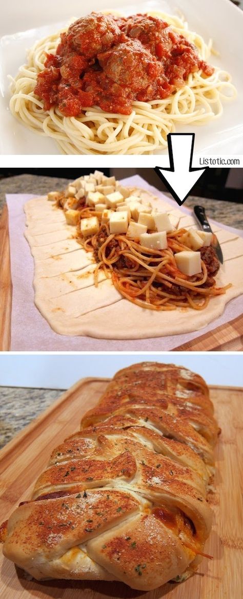 24 Creative ways To Use Leftovers (that you've probably never thought of!) Leftover Spaghetti, Spagetti Recipe, Leftovers Recipes, Left Over, Garlic Bread, I Love Food, Yummy Dinners, Pasta Dishes, Pasta Recipes