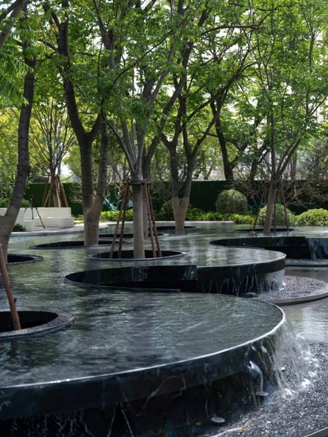 Landscape Architecture Water Feature, Water Design Architecture, Waterscape Design, Kolam Koi, Water Architecture, Yangtze River, Pool Water Features, Urban Landscape Design, Landscape Construction