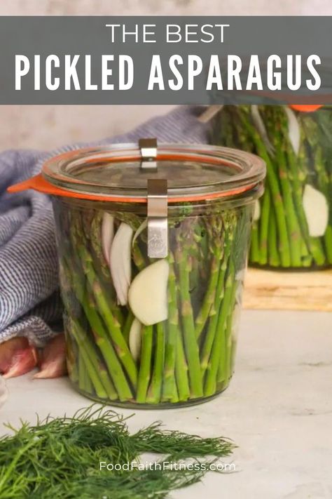 Give your spears a sharp taste! This Pickled Asparagus Recipe is a savory snack or a springtime side dish you can always have on hand. Pickle Asparagus Recipe, Pickling Asparagus Recipe, Pickled Asparagus Recipe Refrigerators, Pickled Asparagus Recipe Canning, Pickles Asparagus, Canned Asparagus Recipe, Martini Appetizers, Spicy Pickled Asparagus Recipe, Pickled Asparagus Recipe